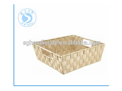 High Quality Woven PP Straw Storage Basket with PVC Handle