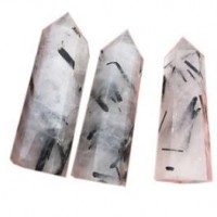 Black Hair Crystal Points Natural Healing Wands