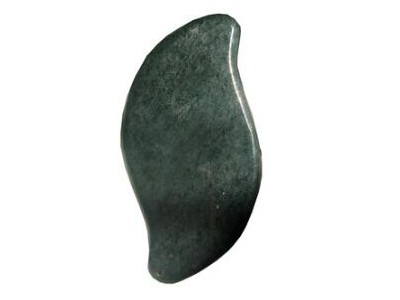 Leaf-Shaped Dark Green Nephrite Jade Gua Sha Tool