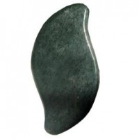 Leaf-Shaped Dark Green Nephrite Jade Gua Sha Tool