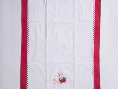 HY 100% Cotton Embroid Red And White Tea Towel Custom Logo