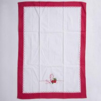 HY 100% Cotton Embroid Red And White Tea Towel Custom Logo