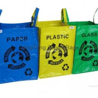 PP woven garbage classification bag with green material