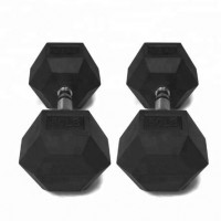 Rubber coated hex dumbbell