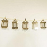 Islamic ramadan paper craft laser cut eid mubarak lantern banners for eid decorations