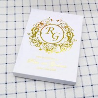 Shimmer white gold foil printed custom wedding invitation box