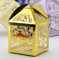 Metallic paper leaves laser cut indian wedding return gift box small