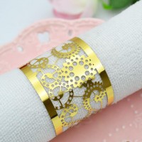 NP12 metallic paper laser cut gold vintage napkin ring for centerpiece wedding