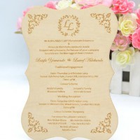 Personalized wood engraved wedding wooden invitation card