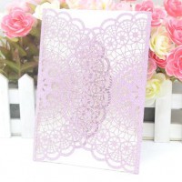 Exquisite glitter paper laser cut lilac wedding invitations