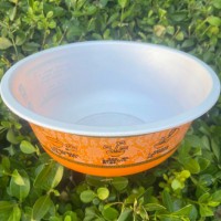 40oz/1200ml PP yellow disposable plastic noodle/rice packing bowl with logo printings