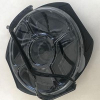 5 compartment PP black disposable plastic round leisure/fast food packing tray with PET clear lid