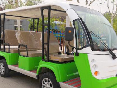 custom Green suit white electric sightseeing bus 11 seats cover